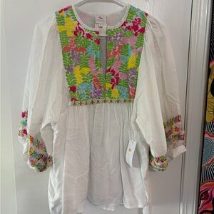 NWT White Tunic with Colorful Embroidery